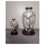Two matching Cloisonne vases 9" and 5"
