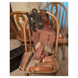 Leather motorcycle saddle bags w/ leather belts and holsters