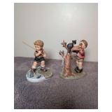 2 Goebel Hummel figurines: 4.5" Hang on (BH 225) and 4.5" To the rescue