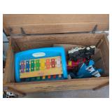 Toys: xylophone, camera, pull toy, cars, planes, army men, duplos and more!