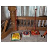25" Fisher Price musical sweeper,  24" Kiddie brush and toy co. Susie Goose, 18"Mother
