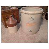 16" Red Wing Union Stoneware Crock and 12" stoneware jug