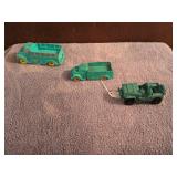 5.5" Auburn Rubber Co. 1940s truck, 4.5" Auburn Rubber Truck, 4" Rubber Jeep made in USA