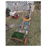 Vintage Mowers and Seed Spreader