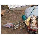 Vintage Wagon, Chair, Seed Spreader, Cabinet and Carts