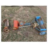 Vintage Snow Shovel, Mower, and Tiller