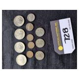 Coins: Kennedy Half Dollars, Wheat Pennies, Bicentennial Quarters