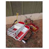 Vintage Kids Table, Wagon, and Tricycle
