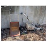 crafstman mower boat motor and wheel barrel