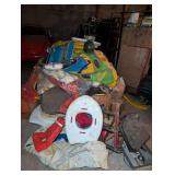 Life Jackets, Ski Bob, Boat Propeller, and Chairs