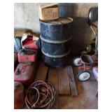 55 Gal Drum, Hoses, and Car Parts