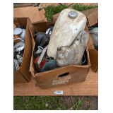 Vintage Motorcycle Lights, Gas Tank, and Other Parts