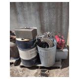Metal Drum, Hanging Lights, Tool Chest, and Other Items
