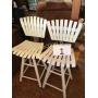 TWO WHITE WOOD BAR STOOLS