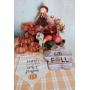 3 SMALL GLASS PUMPKINS, FALL LEAVES, STYROFOAM