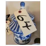 BLUE & WHITE COVERED JAR