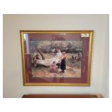 APPLE GATHERERS PRINT "SIGNED" FRED MORGAN 42wx35t