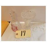 VINTAGE LEAD CRYSTAL BELL (RUBY RED) & VASE