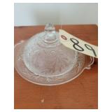 ETCHED COVERED BUTTER DISH