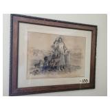 EARLY PRINT DEPICTS SHEPHERDESS WITH HER 38WX30T