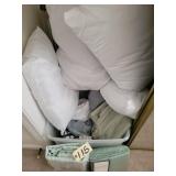 QUEEN SHEETS 2 SETS) 4 PILLOWS,SHAMS, WINDOW CURTN