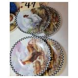 4 ROOSTER FIGURINE DECORATIVE PLATES