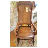 WALNUT VICTORIAN CANED BACK & SEAT LINCOLN ROCKER