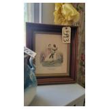 WOOD FRAMED VINTAGE FRENCH FASHION PRINT