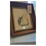 WOOD FRAMED VINTAGE FRENCH FASHION PRINT