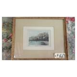 FINE ENGRAVING SILK GERMAN LANDSCAPE