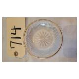 CUT & PRESS CUT CRYSTAL W GOLD BANDED RING DISH