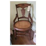 VICTORIAN ARMCHAIR WOVEN CANE SEAT