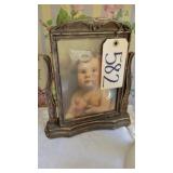 VINTAGE WOOD FRAMED CHILD PICTURE "AS IS"