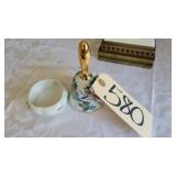 VINTAGE JAPANESE CERAMIC HANDBELL(BIRD & FLOWERS)