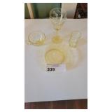 YELLOW TOPAZ ETCHED CRYSTAL GLASSWARE