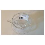 VINTAGE IMPERIAL GLASS DIVIDED BOWL SET BEADED EDG