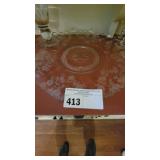 VINTAGE FOSTORIA GLASS PLATTER ETCHED MEADOW ROSE
