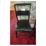 HITCHCOCK STYLE PAINTED WOOD & RUSH SEAT CHAIR