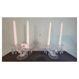 VINTAGE CRYSTAL DOUBLE CANDELABRA W/ PRISMS