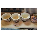 3 ORIENTAL PLANTERS & ORIENTAL VASE