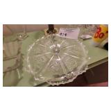 VINTAGE HIGBEE PANELED THISTLE GLASS CAKESTAND