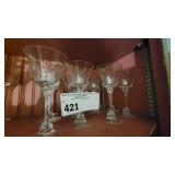 VINTAGE GLASS STEM ETCHED COCKTAIL OR SHERRY