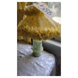 VINTAGE MILKGLASS LAMP-HANDPAINTED GREEN FLORAL