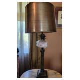 BRONZE METAL VICTORIAN CONVERTED OIL LAMP