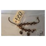 COSTUME AMBER TOPAZ NECKLACE,BRACELET,CLIPONS