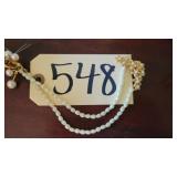 FAUX PEARLNECKLACE W FAUX PEARL CLIPONS