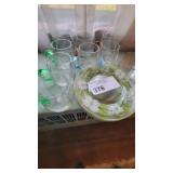 VINTAGE HNDPT GLASS PLATES  W DOGWOOD BLOSSOM