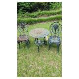 VINTG. FRENCH STYLE CAST IRON GARDEN TABLE SET