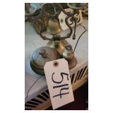 BRASS BELL,COVRD TRINKET DISH,2 TIERED CANDLESTICK