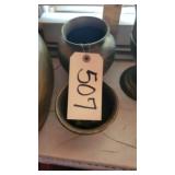 BRASS VASE, DISH